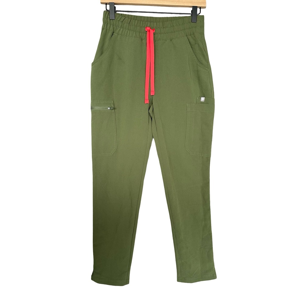 Figs Yola High-Rise Slim Fit Green Stretch Anti-Wrinkle Scrub Pants Size XXS